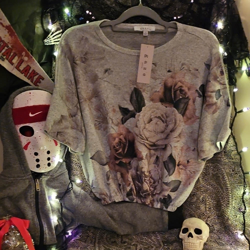 Gaze Gray Floral Sweatshirt